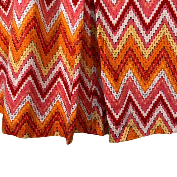 Restituta Red Pink Orange and Yellow Chevron Zigzag A Line Mini Skirt Size 1x - Picture 3 of 6